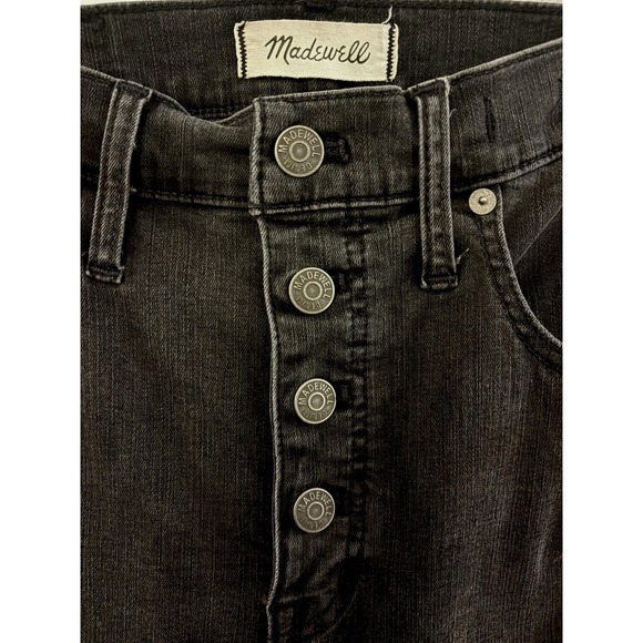 Madewell Womens Denim Jeans Cali Demi-Boot Sz 29 Black Button Up - Picture 3 of 6